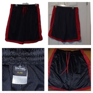 -- Spalding Black and Red Athletic Basketball Shorts